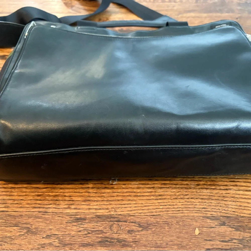 Jack Spade camo leather briefcase messenger bag black